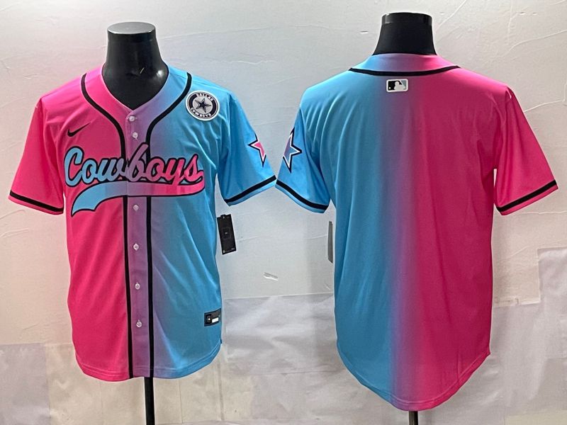 Men 2025 Dallas Cowboys Blank Blue pink Nike Limited NFL Jersey style 003->dallas cowboys->NFL Jersey